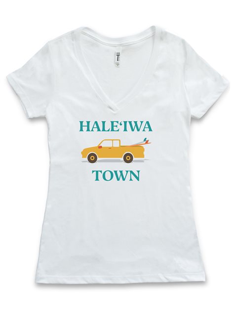 Honi Pua - Hale'iwa Town Ladies Hawaiian T-Shirt