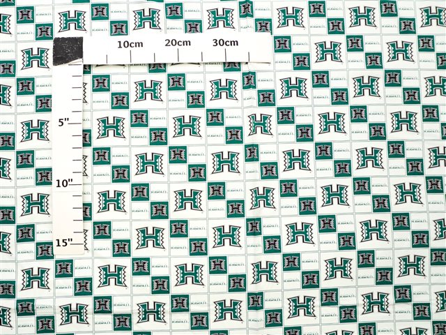Hawaiian Fabric - University of Hawaii Big H White 100% Cotton UH-006