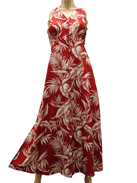Paradise Found - Tropical Paradise Red Rayon Hawaiian Long Dress