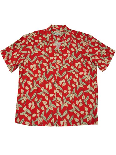 Paradise Found - Mini Anthurium Red Rayon Men's Hawaiian Shirt