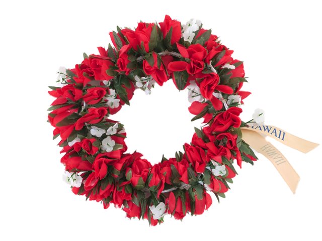 Ka Makani - Red Double Rose Bud Headband (Haku Lei)