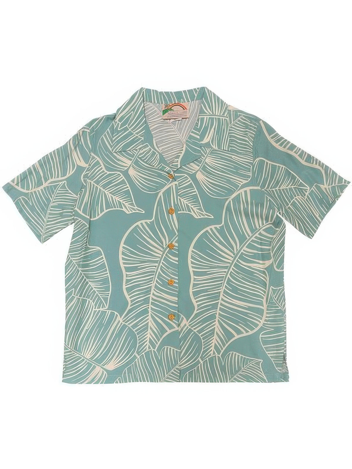 Paradise Found - Taro Leaf Aqua Rayon Women's Hawaiian Shirt