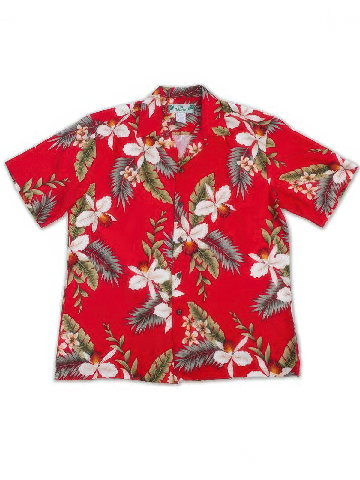 Two Palms - Hawaiian Orchid Red Rayon Men's Hawaiian Shirt