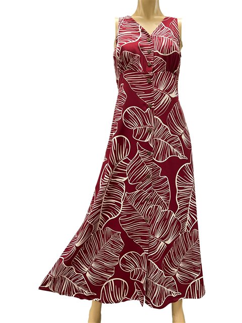 Taro Leaf Red Button Front Tank Dress 2XL By Paradise Found Taro Leaf Red Button Front Tank Dress 2XL By Paradise Found