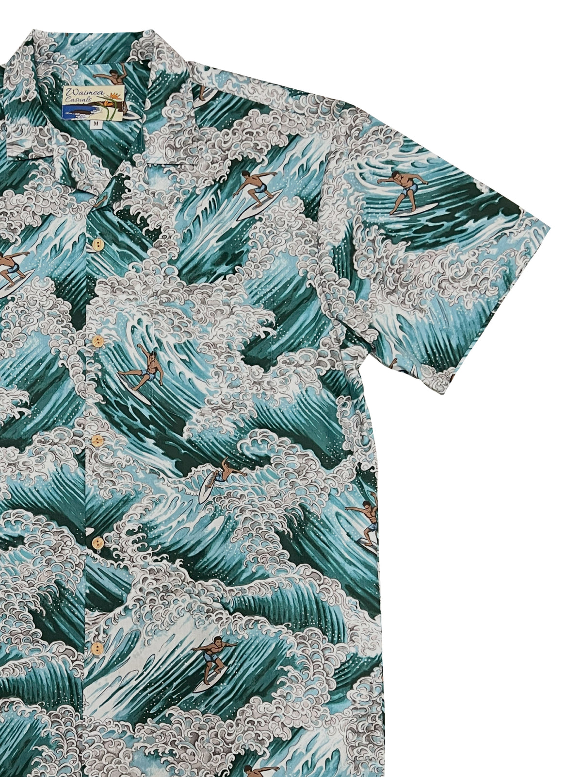 Waimea Casuals - Surfer Turquoise Cotton Men's Hawaiian Shirt
