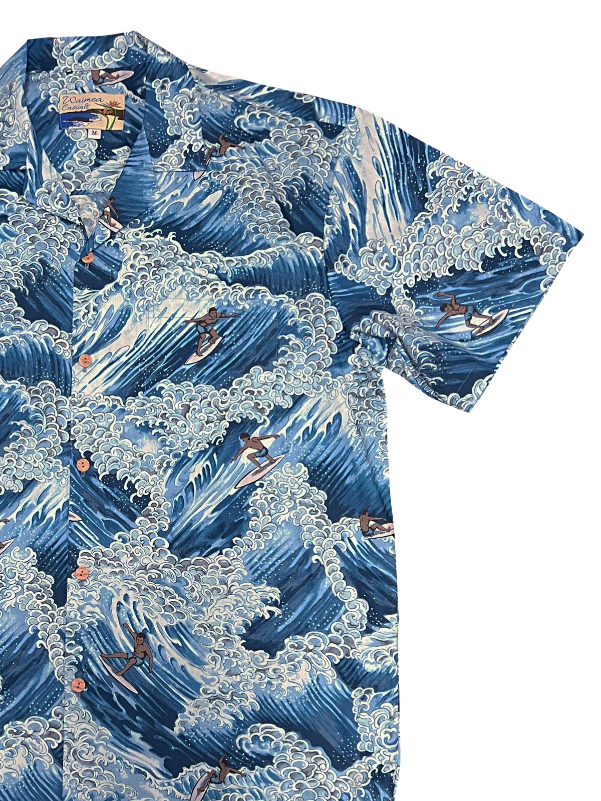 Waimea Casuals - Surfer Blue Cotton Men's Hawaiian Shirt