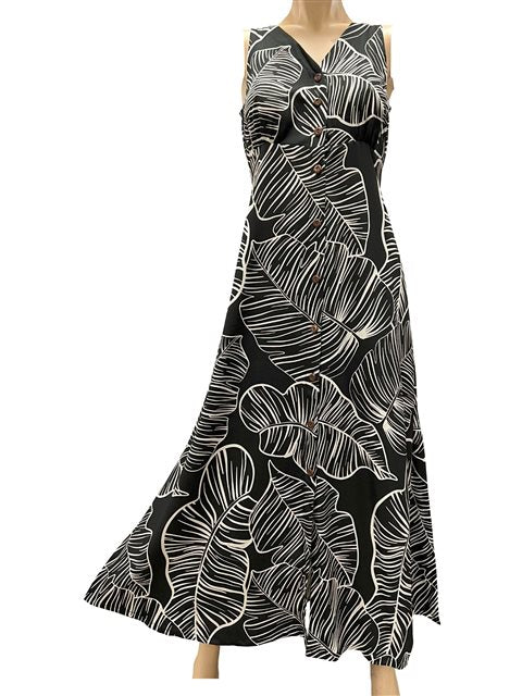 Taro Leaf Midnight Button Front Tank Dress 2XL By Paradise Found Taro Leaf Midnight Button Front Tank Dress 2XL By Paradise Found