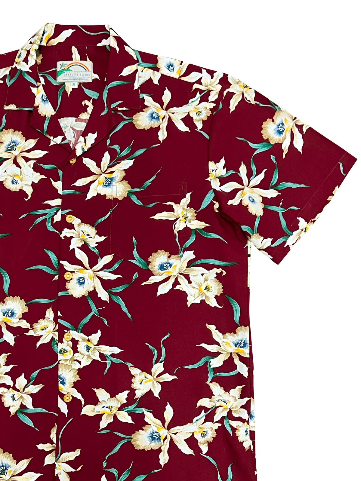 Paradise Found - Star Orchid Burgundy Rayon Men's Hawaiian Shirt