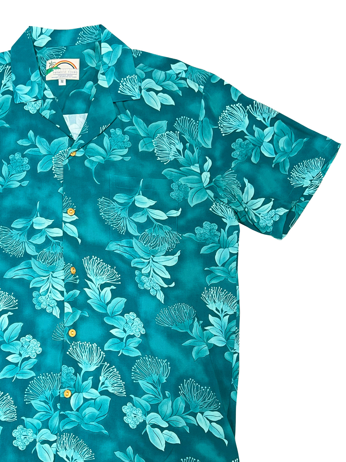 Paradise Found - Ohia Turquoise Rayon Men's Hawaiian Shirt