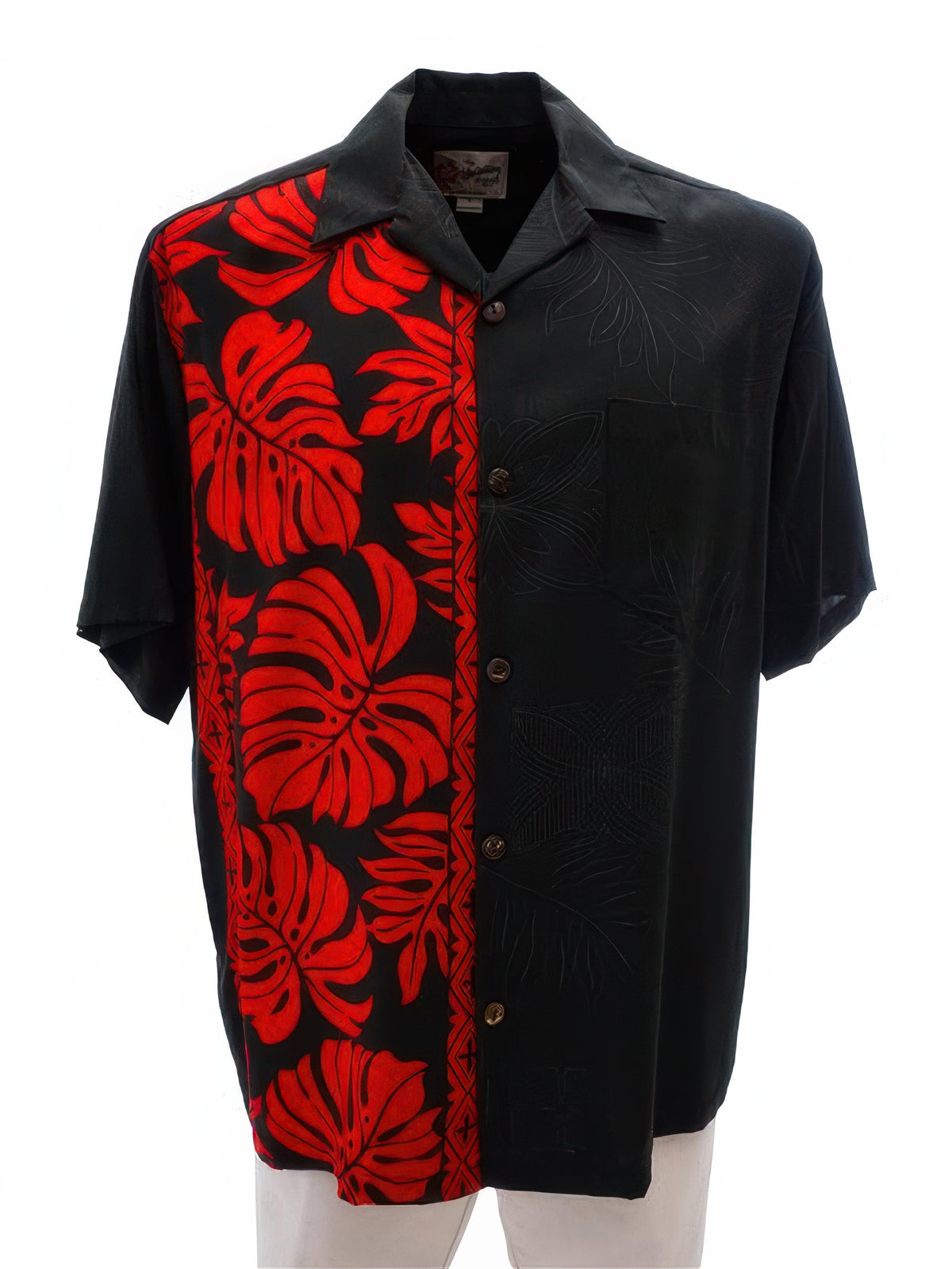 Hilo Hattie - Prince Kuhio Black & Red Rayon Men's Hawaiian Shirt