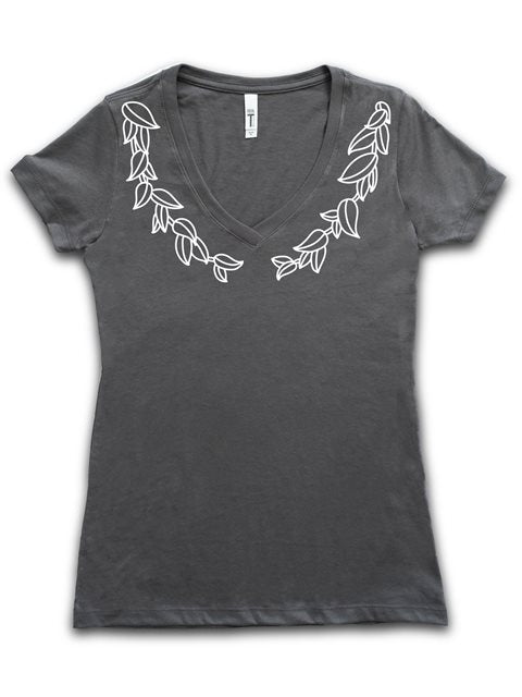 Honi Pua - Maile Lei White Ladies Hawaiian T-Shirt