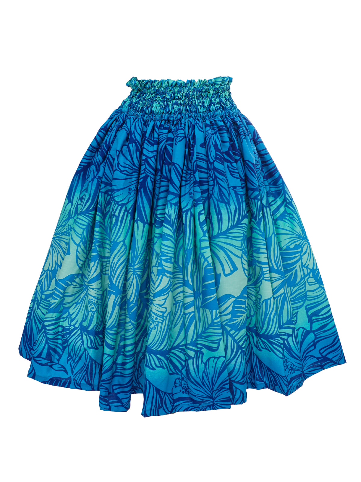 Hibiscus Gradation Blue Poly Cotton Single Pau Skirt