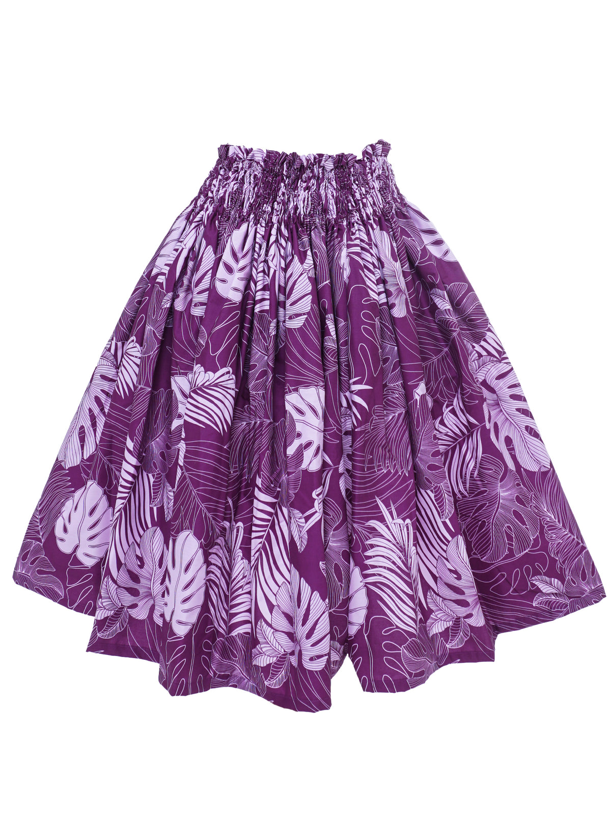Monstera Leaf Purple Poly Cotton Hula Pau Skirt