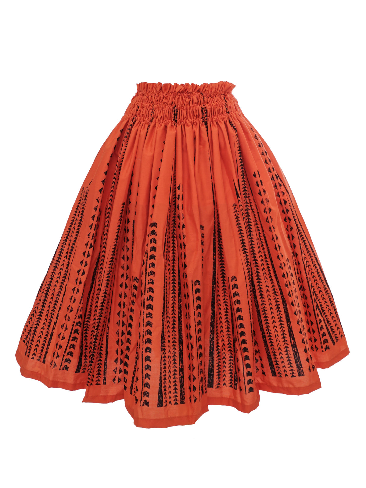 Triangle & Tribal Tattoo Orange & Black Poly Cotton Hula Pau Skirt
