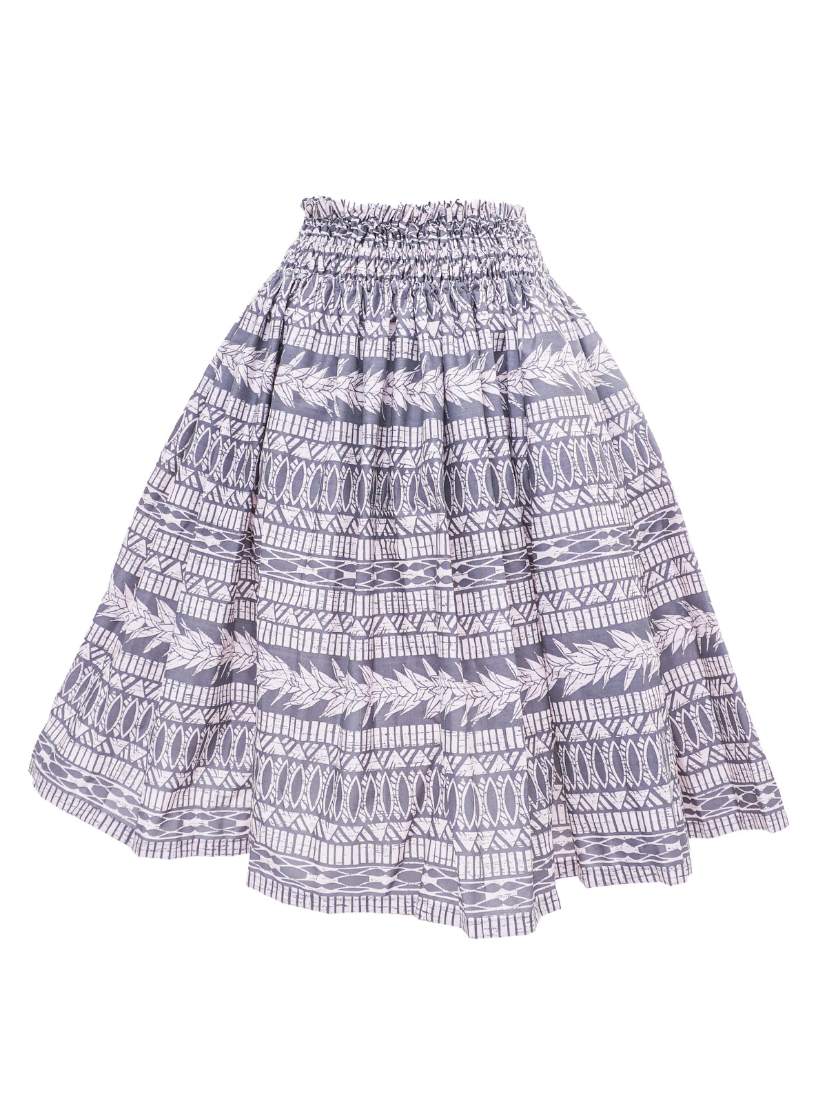 Tribal Tattoo & Ginger Lei Gray & Light Pink Poly Cotton Hula Pau Skirt