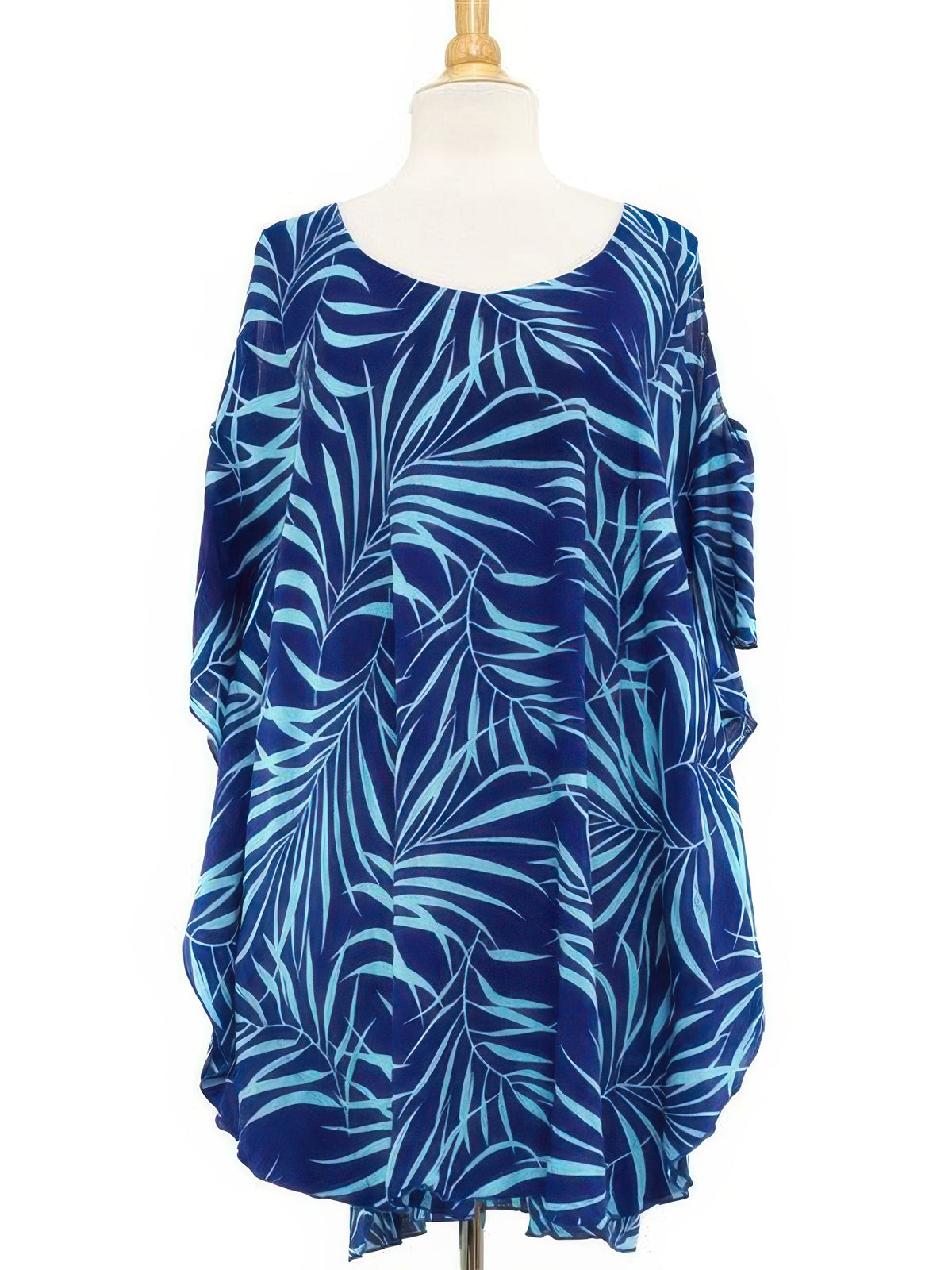 Napua Collection Honolulu - Orchid Navy&Blue Rayon Cover Up w/ Shoulder Holes