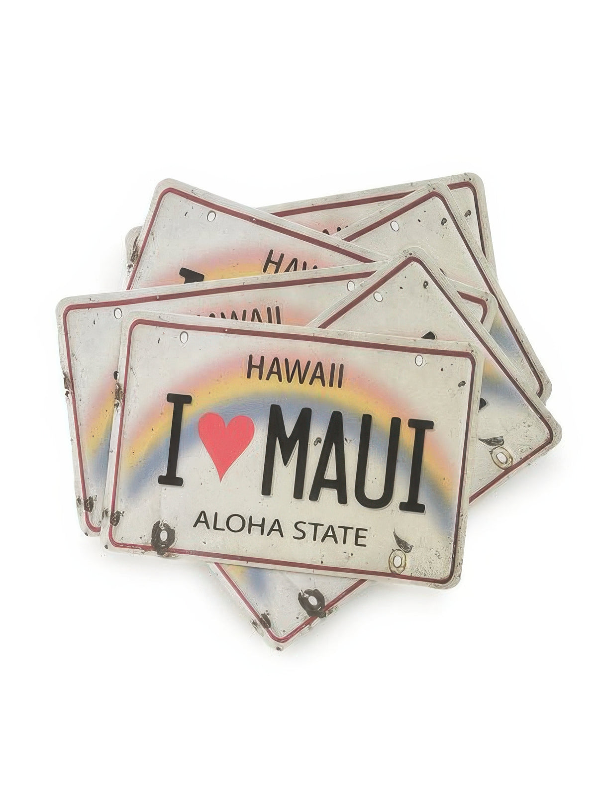Pacifica Island Art - I Heart Maui License Plate Hawaiian Postcards (3 pack / 6 pack)