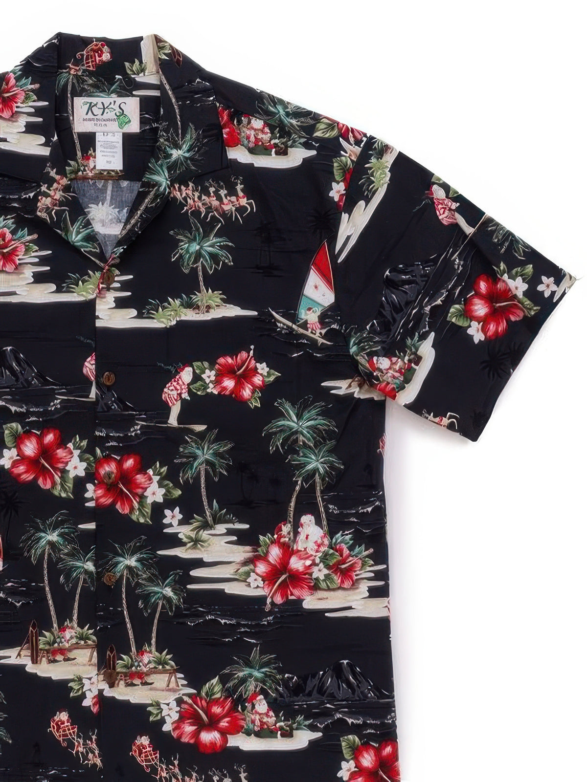 Ky's - Christmas Black Cotton Poplin Men's Hawaiian Shirt