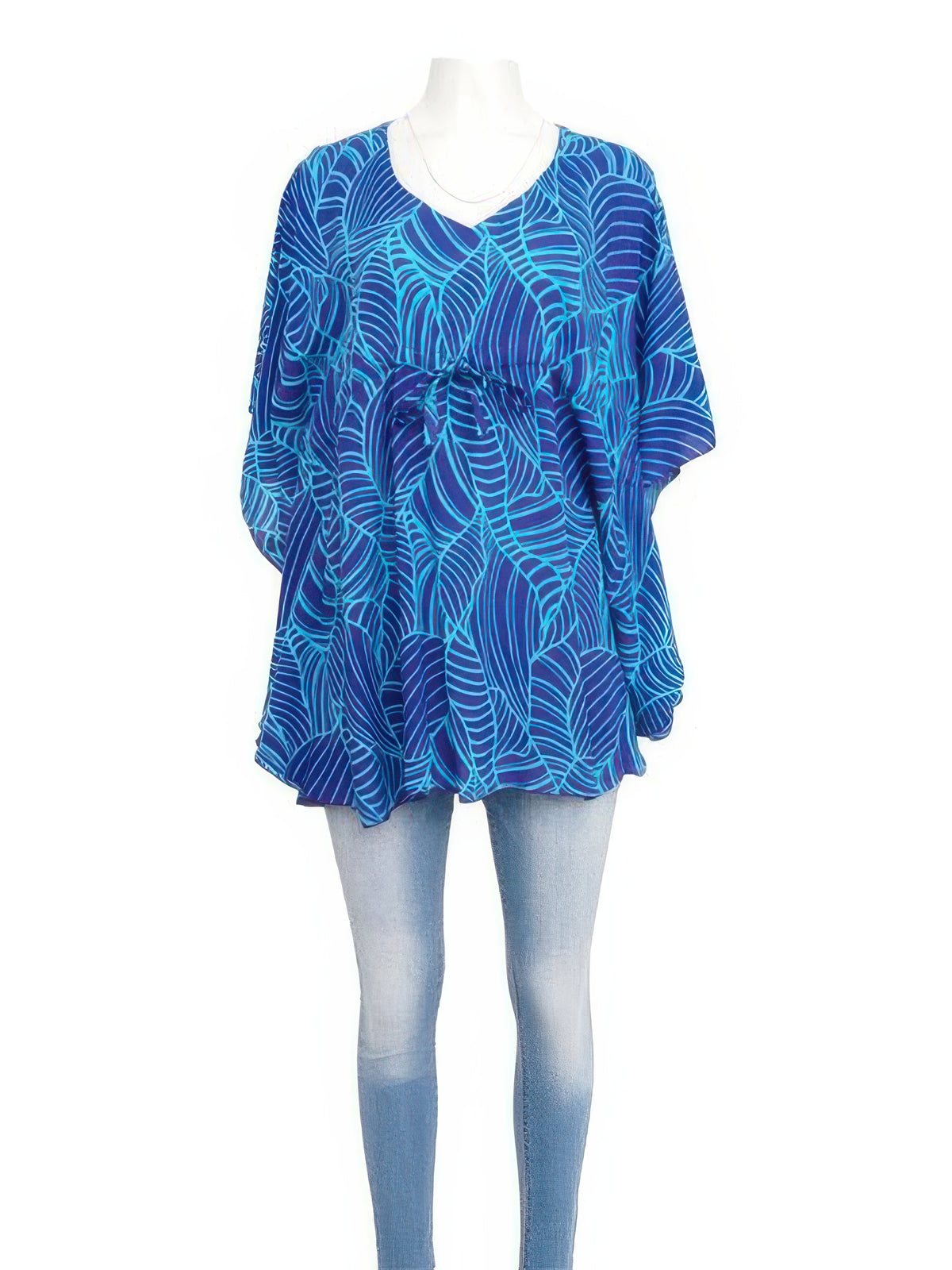 Napua Collection Honolulu - Waimea Blue Rayon Cover Up Blouse