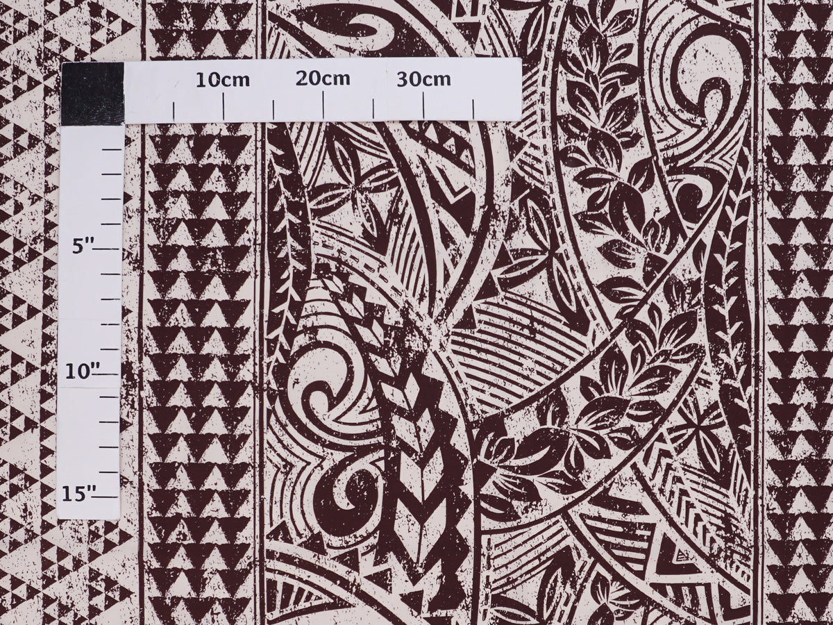 Ka Makani - Hawaiian Fabric Tribal Tattoo Cream & Brown Poly Cotton CHOE-148R-894