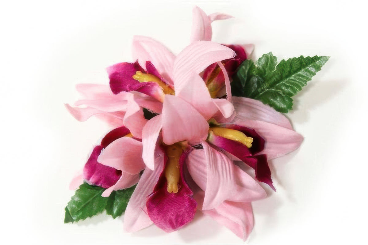 Ka Makani - Pink Small Vanda Orchid Hair Clip 4"
