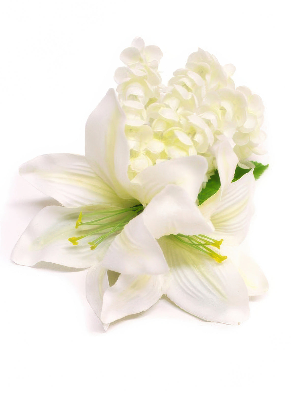 Ka Makani - Cream & Ivory Lily with Pikake Hair Clip 7"x 6"