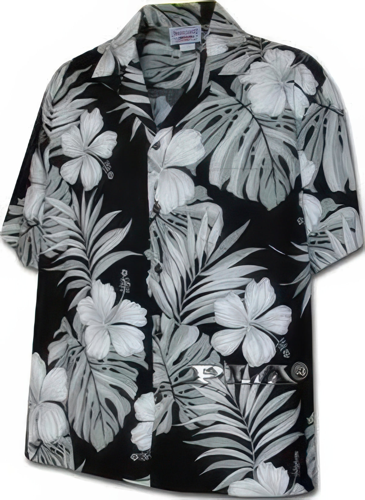 Pacific Legend - Hibiscus & Monstera Black Cotton Men's Hawaiian Shirt