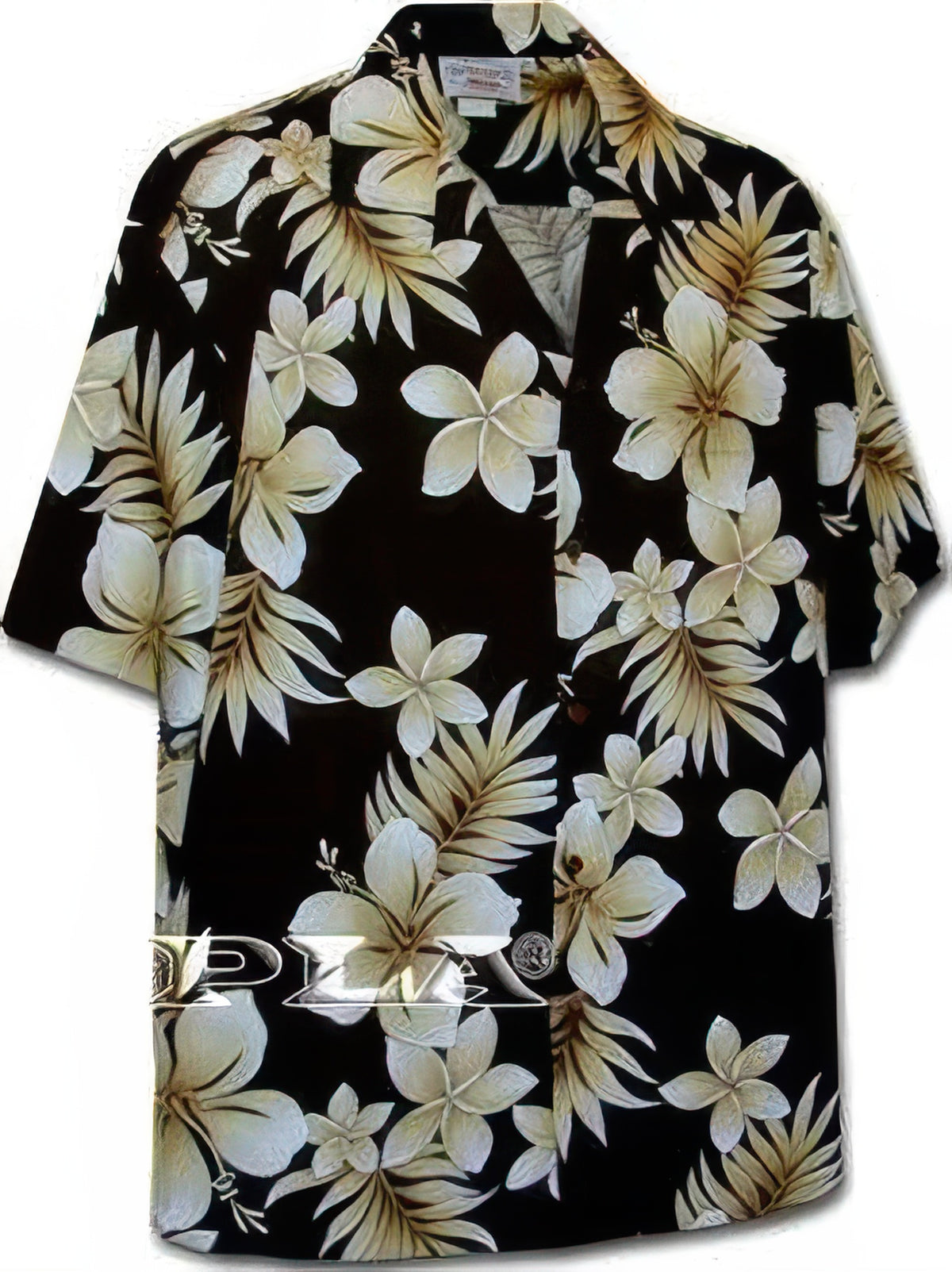 Pacific Legend - Tropical Flowers Black Cotton Men's Hawaiian Shirt