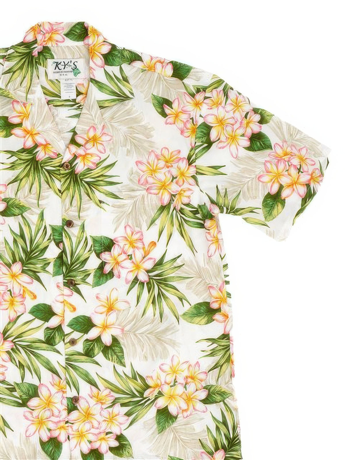 Ky's - Plumeria Dream White Cotton Poplin Men's Hawaiian Shirt