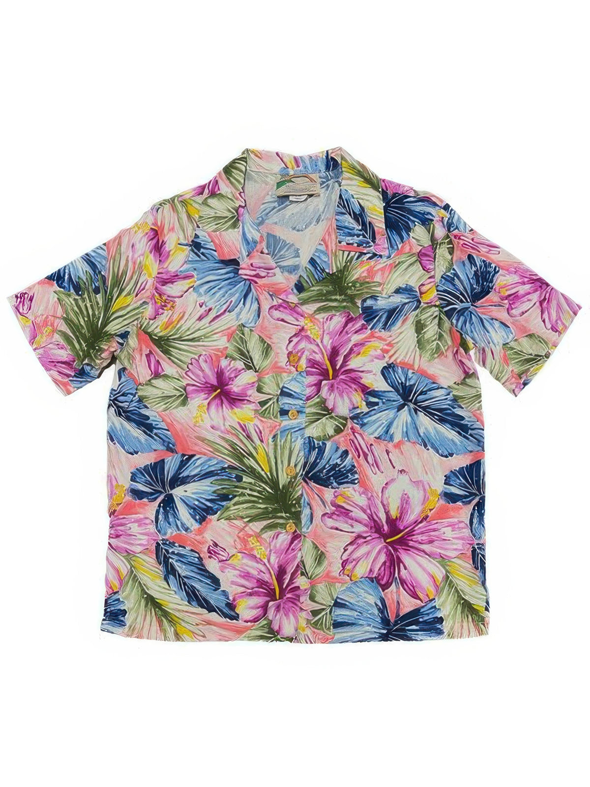 Paradise Found - Painted Hibiscus Coral Rayon Women's Hawaiian Shirt