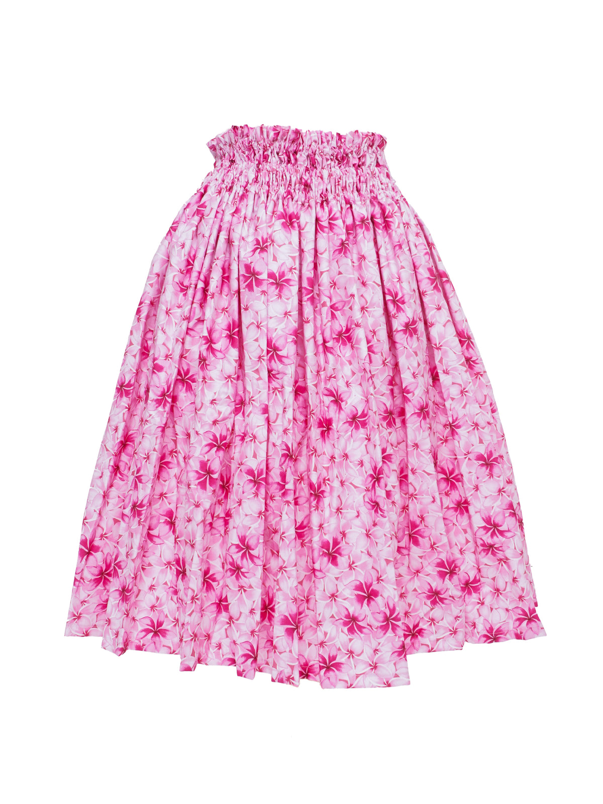 Ka Makani - Plumeria Pink Poly Cotton Hawaiian Hula Pau Skirt / 3 Bands