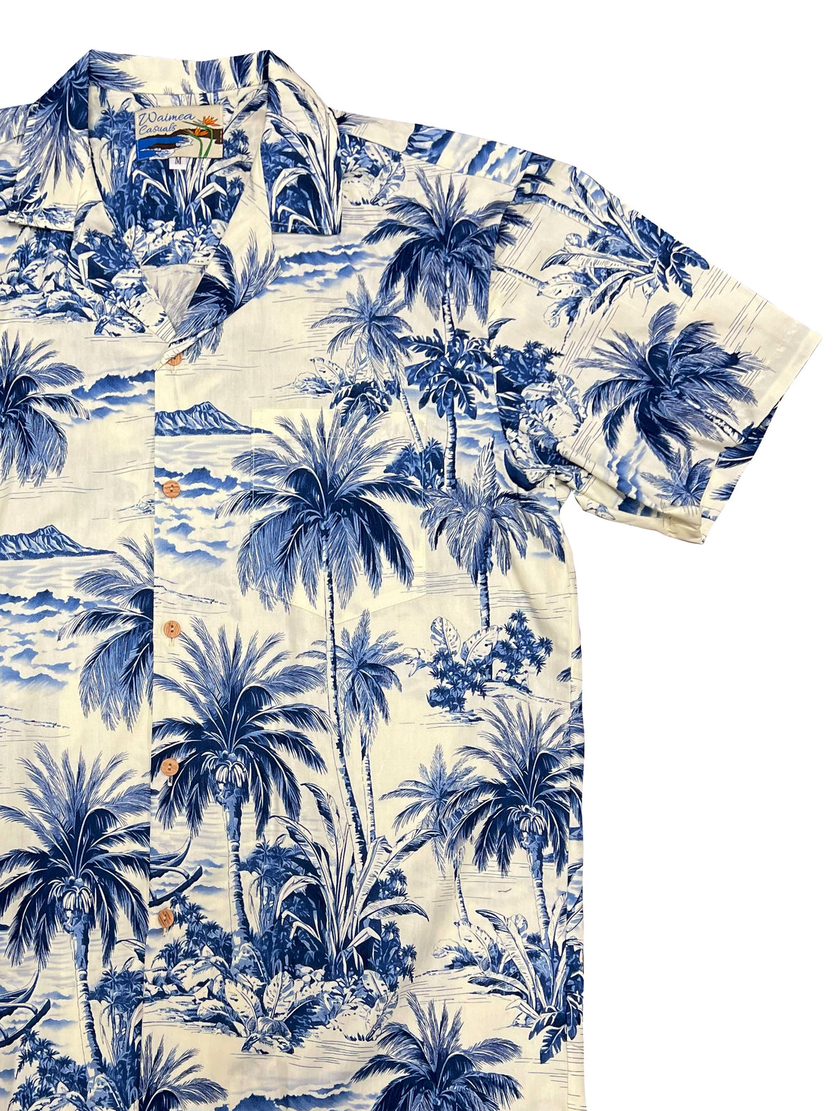 Waimea Casuals - Waikiki Beach Blue Cotton Men's Hawaiian Shirt
