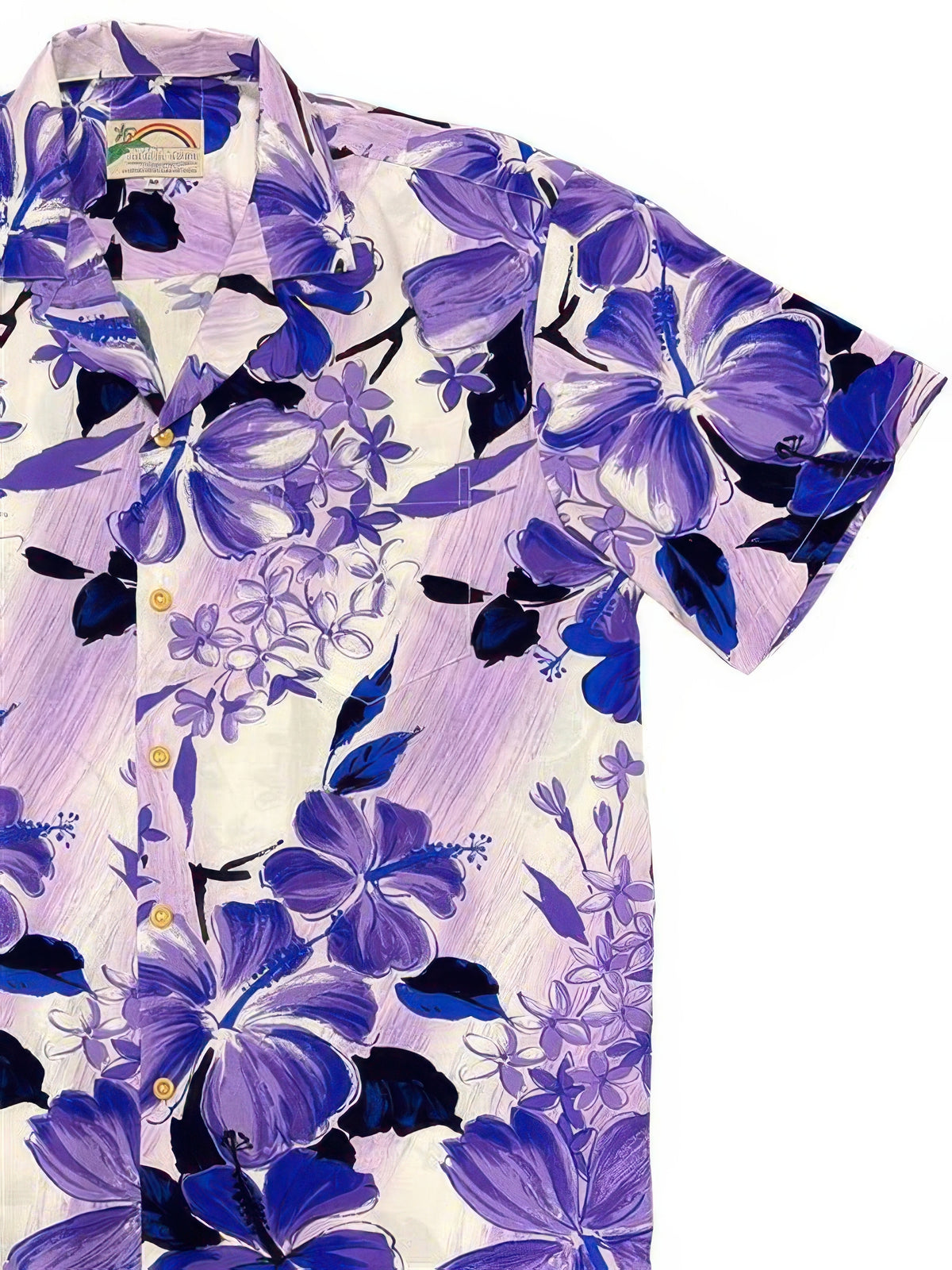 Paradise Found - Watercolor Hibiscus Purple Rayon Men's Hawaiian Shirt