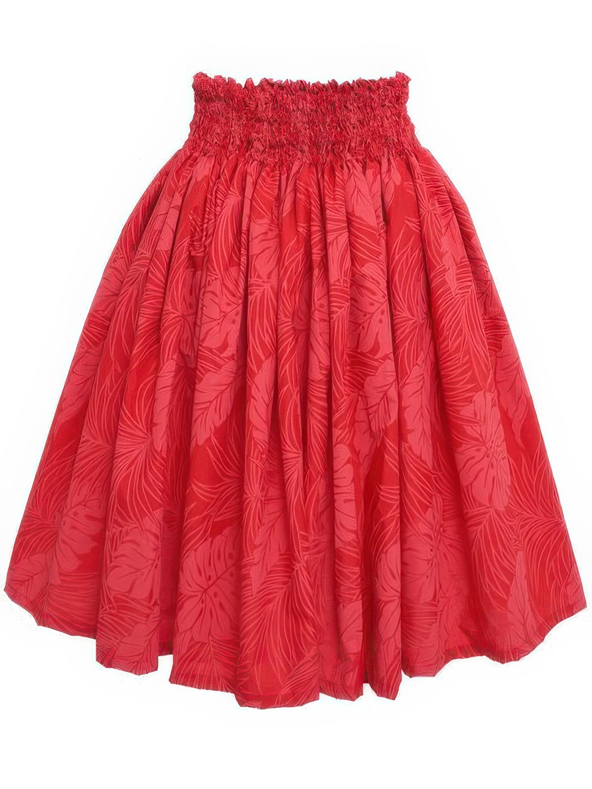 Ka Makani - Monstra Red Poly Cotton Single Pau Skirt / 3 Bands