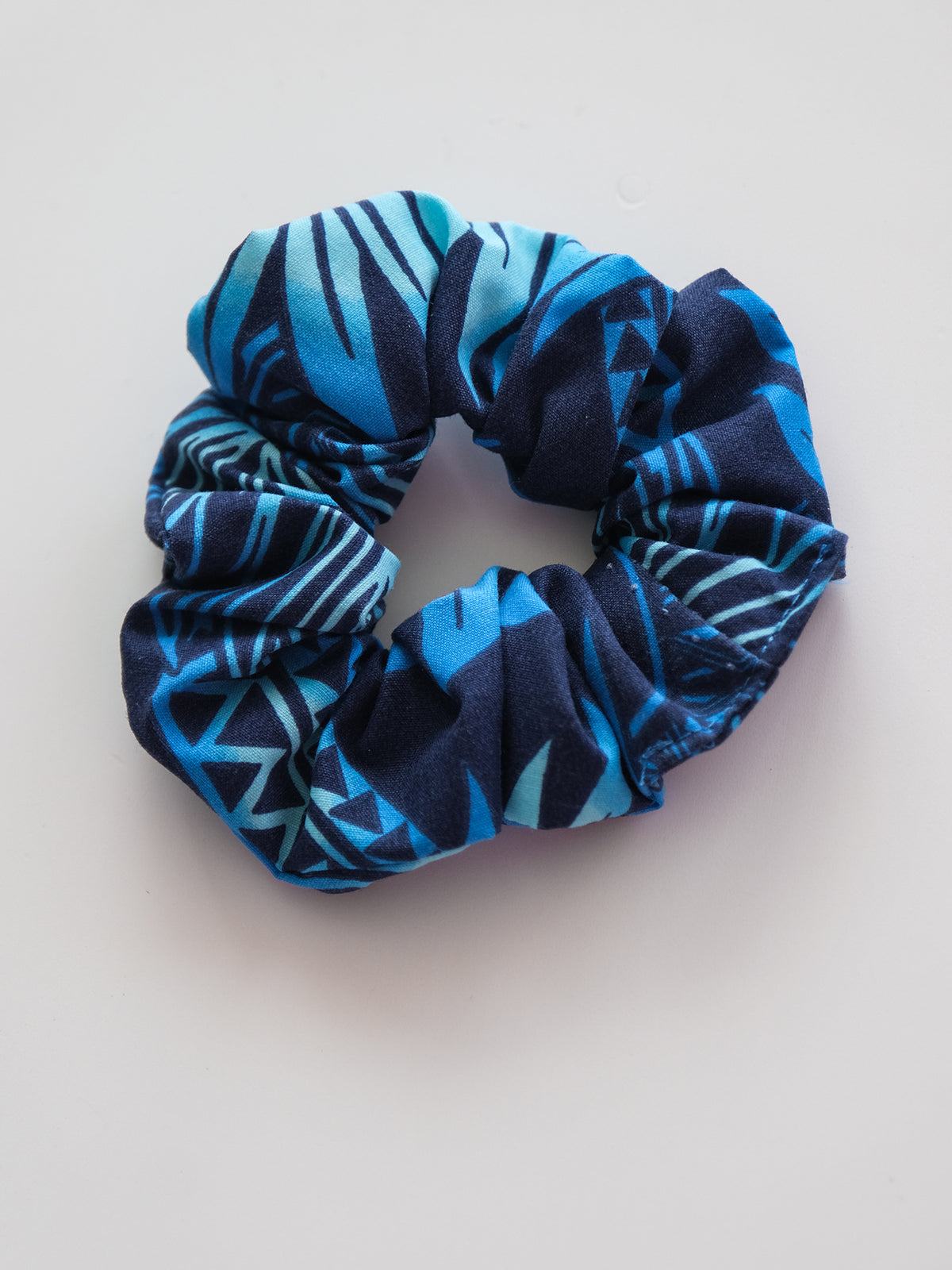 Ka Makani - Tribal Monstera Royal Blue Scrunchie