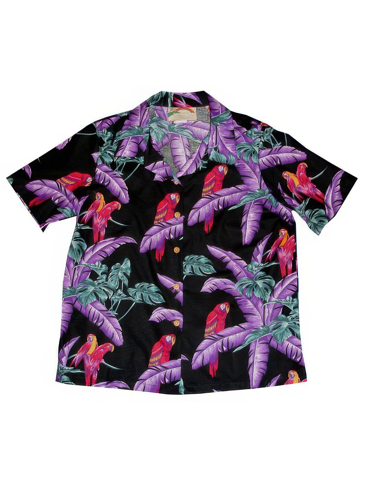 Paradise Found - Jungle Bird Black Rayon Women's Hawaiian Shirt