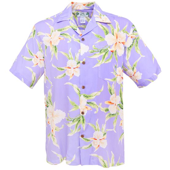 Two Palms - Retro Orchid Purple Rayon Men's Hawaiian Shirt