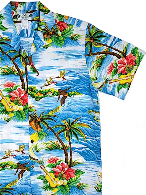 Two Palms - Ocean Aqua Rayon Men's Hawaiian Shirt