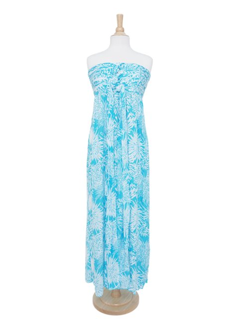 Sarong King - Chrysanthemum Blue Wailea Long Dress