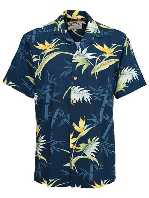 Paradise Found - Bamboo Paradise Navy Rayon Men's Hawaiian Shirt