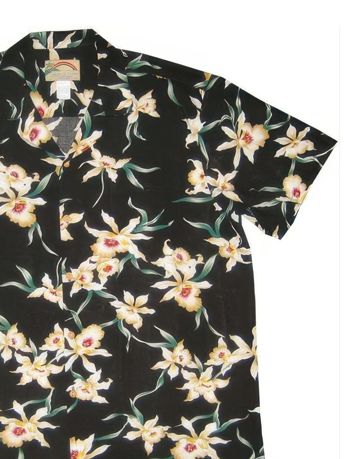Paradise Found - Star Orchid Black Rayon Men's Hawaiian Shirt