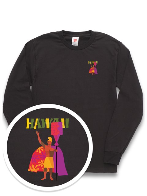 Honi Pua - Kamehameha HI Pocket Unisex Hawaiian Long Sleeve T-Shirt