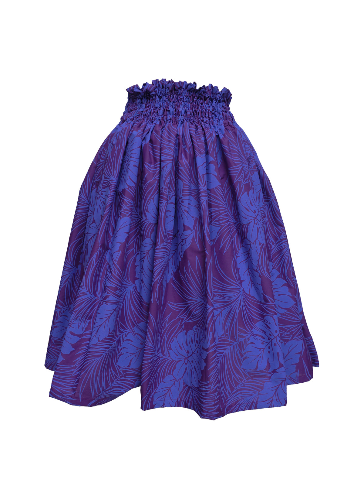 Ka Makani - Monstera Purple Poly Cotton Hula Pau Skirt / 3 Bands