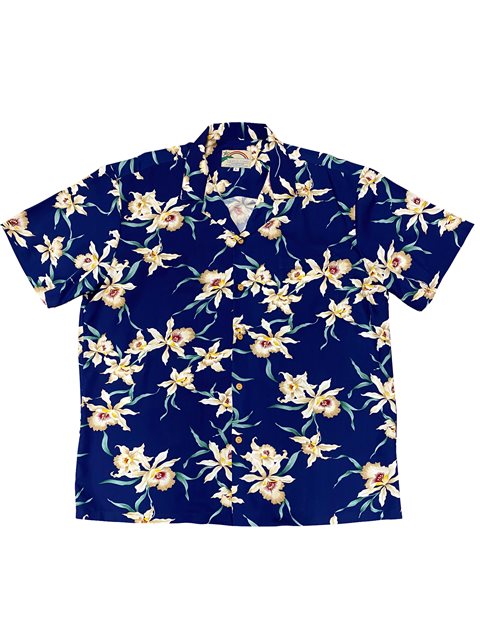 Paradise Found - Star Orchid Navy Rayon Men's Hawaiian Shirt