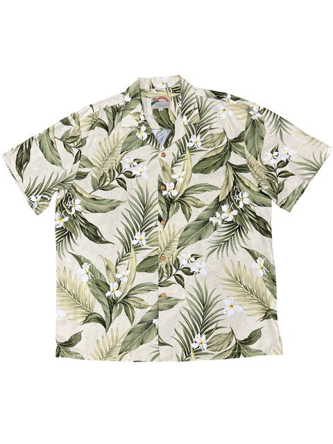Paradise Found -White Ginger Beige Rayon Men's Hawaiian Shirt