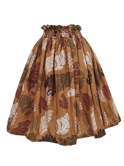 Hawaiian Fabric - Tapa Monstera Brown Poly Cotton WL-010 – Kamakani