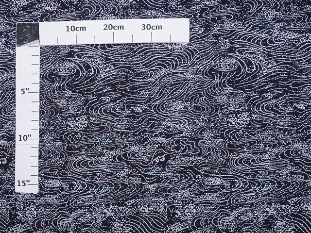 Ka Makani - Hawaiian Ocean Wave Black 100% Cotton Hawaiian Fabric AT-190147