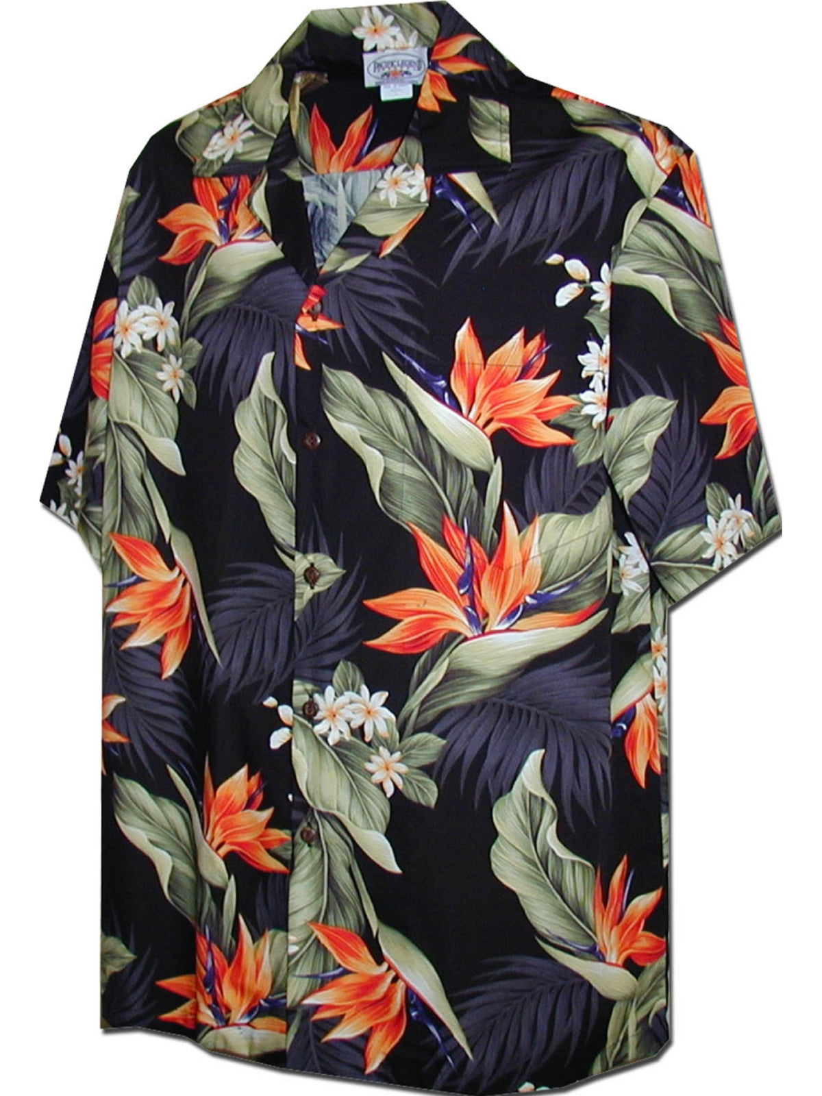 Pacific Legend - Bird of Paradise Black Cotton Men's Hawaiian Shirt
