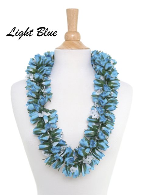 Ka Makani - Light Blue Double Rose Bud Lei