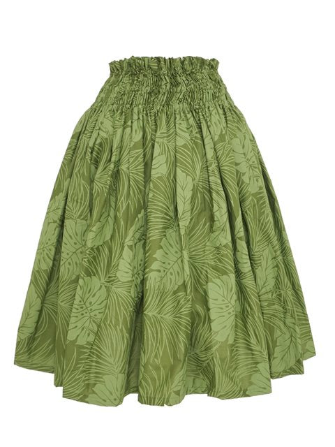 Ka Makani - Monstera Fern Poly Cotton Single Pau Skirt / 3 Bands